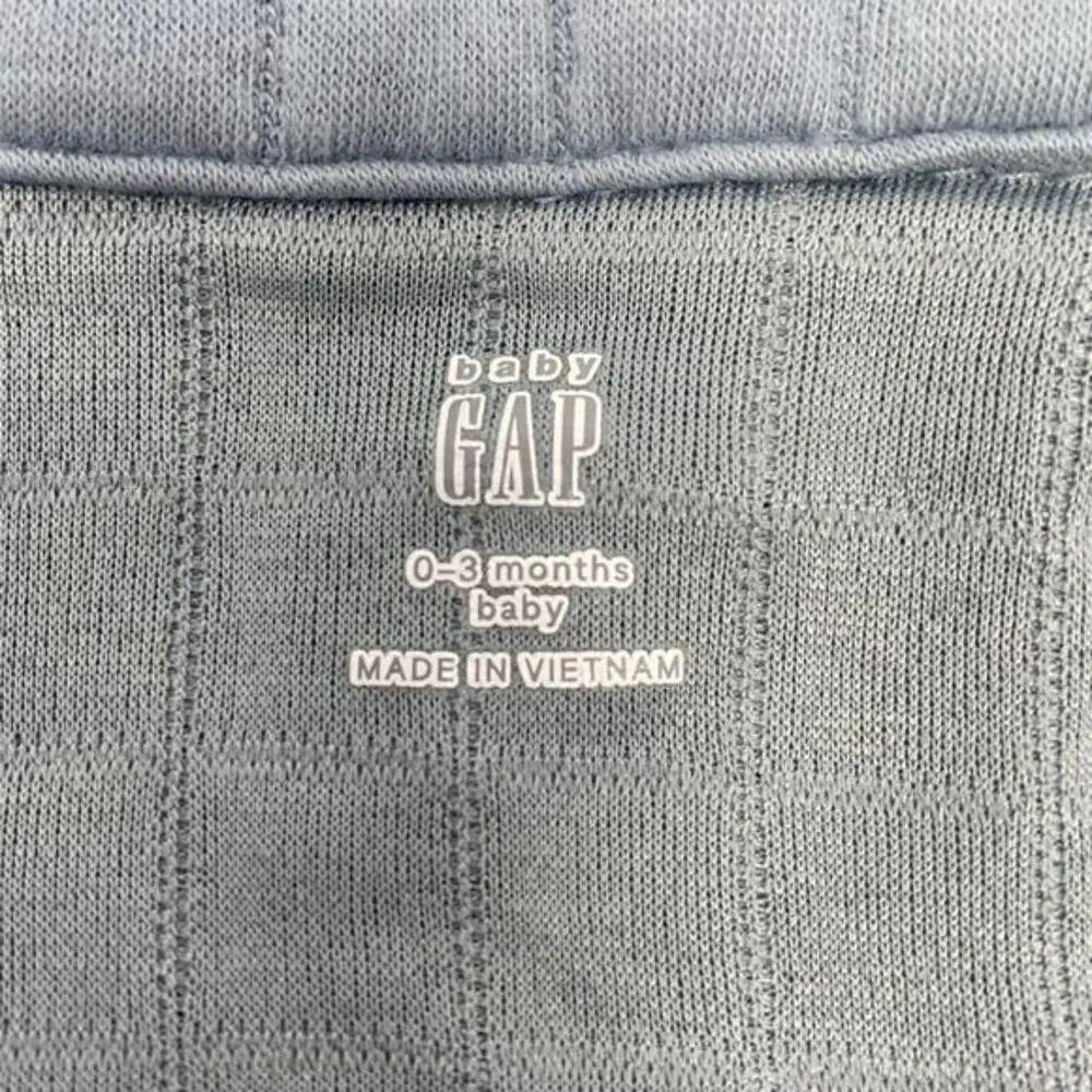 GAP Baby Quilted Jacquard One Piece Age 0-3 Mos Cozy‎ Light Blue Snap Coverall